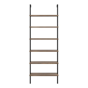Nathan James Theo 6-Shelf Tall Bookcase Wall Mount Bookshelf Natural Wood Industrial Metal Frame Reclaimed Oak/Black! (NEW IN BOX)