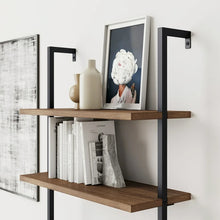 Nathan James Theo 6-Shelf Tall Bookcase Wall Mount Bookshelf Natural Wood Industrial Metal Frame Reclaimed Oak/Black! (NEW IN BOX)