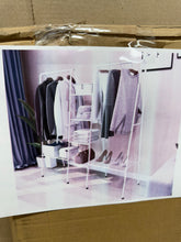 Metal Garment Rack Clothes Rack with Top Rod and Lower Storage Shelf Clothes Rack (White)! (NEW IN BOX)