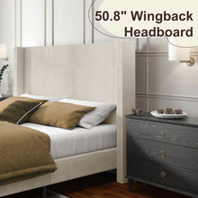 Wauseon Corduroy Upholstered Bed, King Size, Cream! (NEW IN BOX)