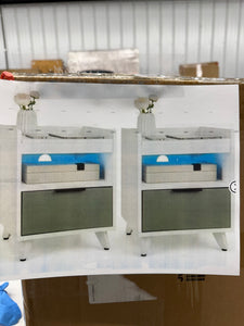 Tangkula 2PCS Nightstand Modern Beside End Table w/ LED Lights Open Compartment & Drawer! (NEW IN BOX)