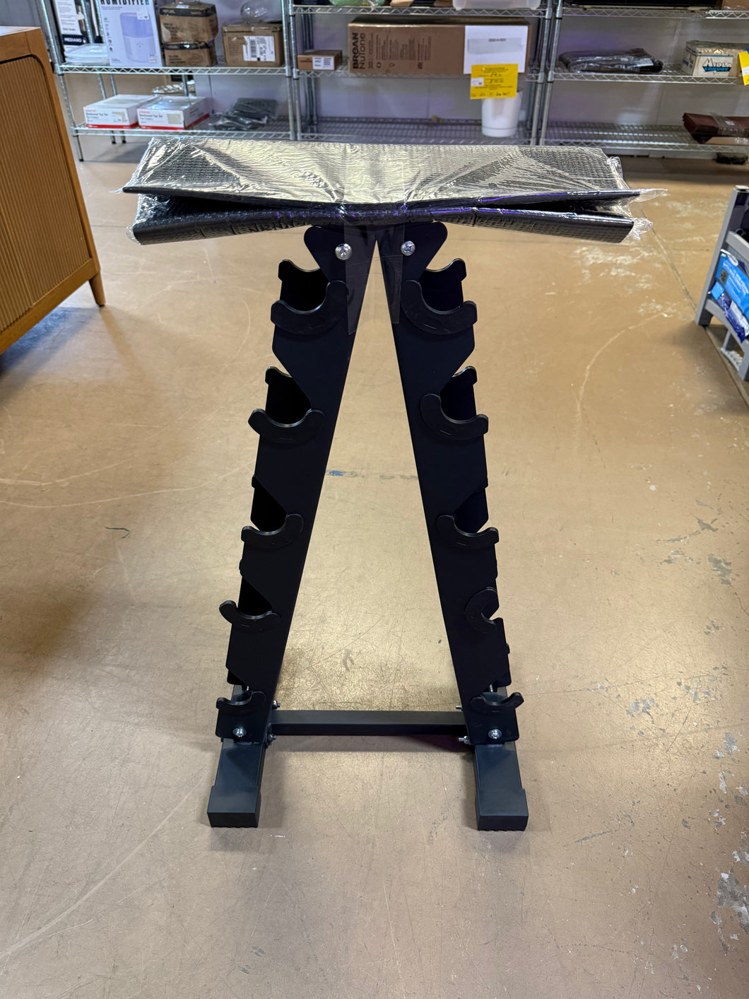 A-Frame Dumbbell Rack, Black (Store 5 Pairs) - W/Rubber Mat! (NEW)