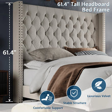 Duluth Upholstered Wingback Bed, King Size, Cream! (NEW IN BOX)