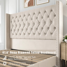 Duluth Upholstered Wingback Bed, King Size, Cream! (NEW IN BOX)