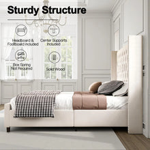 Duluth Upholstered Wingback Bed, King Size, Cream! (NEW IN BOX)