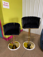 Modern Adjustable tufted, gold-plated base bar stools, and fashionable soft-padded velvet seats, Set of 2! (NEW)
