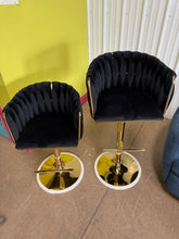 Modern Adjustable tufted, gold-plated base bar stools, and fashionable soft-padded velvet seats, Set of 2! (NEW)