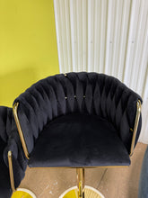 Modern Adjustable tufted, gold-plated base bar stools, and fashionable soft-padded velvet seats, Set of 2! (NEW)
