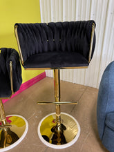 Modern Adjustable tufted, gold-plated base bar stools, and fashionable soft-padded velvet seats, Set of 2! (NEW)
