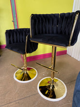 Modern Adjustable tufted, gold-plated base bar stools, and fashionable soft-padded velvet seats, Set of 2! (NEW)
