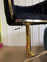 Modern Adjustable tufted, gold-plated base bar stools, and fashionable soft-padded velvet seats, Set of 2! (NEW)