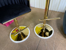 Modern Adjustable tufted, gold-plated base bar stools, and fashionable soft-padded velvet seats, Set of 2! (NEW)