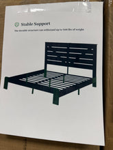 Farmhouse Bed Frame with Tall Headboard, Wooden Platform Bed Frame with Charging Station & Led Lights, King Size, Black! (NEW IN BOX)