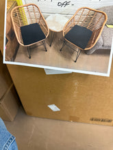 Winado 3-Piece Wicker Outdoor Bistro Set with Transparent Glass Table and Chair Seat Cushion! (NEW IN BOX)