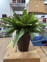 25" Faux Boston Fern in Zinc Metal Planter