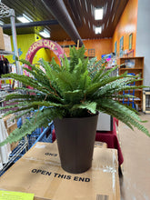 25" Faux Boston Fern in Zinc Metal Planter