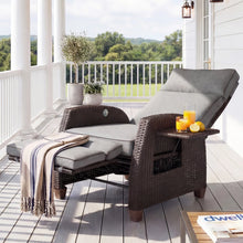 Moore Wicker Recliner Patio Chair with Cushions! (NEW - BROWN CHAIR - BEIGE CUSHION)