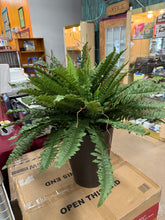 25" Faux Boston Fern in Zinc Metal Planter