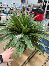25" Faux Boston Fern in Zinc Metal Planter