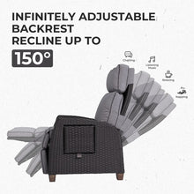 Moore Wicker Recliner Patio Chair with Cushions! (NEW - BROWN CHAIR - BEIGE CUSHION)