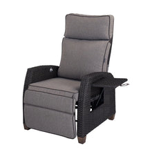 Moore Wicker Recliner Patio Chair with Cushions! (NEW - BROWN CHAIR - BEIGE CUSHION)