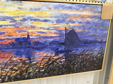 Sunset On The Seine " by Claude Monet, 50”W x 20”H x 1.5”D! (NEW)