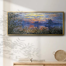 Sunset On The Seine " by Claude Monet, 50”W x 20”H x 1.5”D! (NEW)
