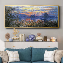 Sunset On The Seine " by Claude Monet, 50”W x 20”H x 1.5”D! (NEW)