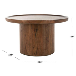 SAFAVIEH Devin Solid Round Pedestal Coffee Table, Dark Brown**New**