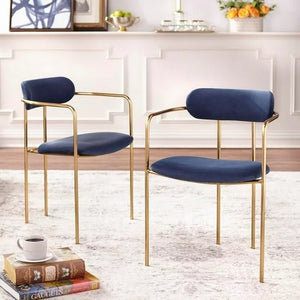 TMS Retro Velvet Dining Arm Chair (Set of 2), Navy**New and assembled**