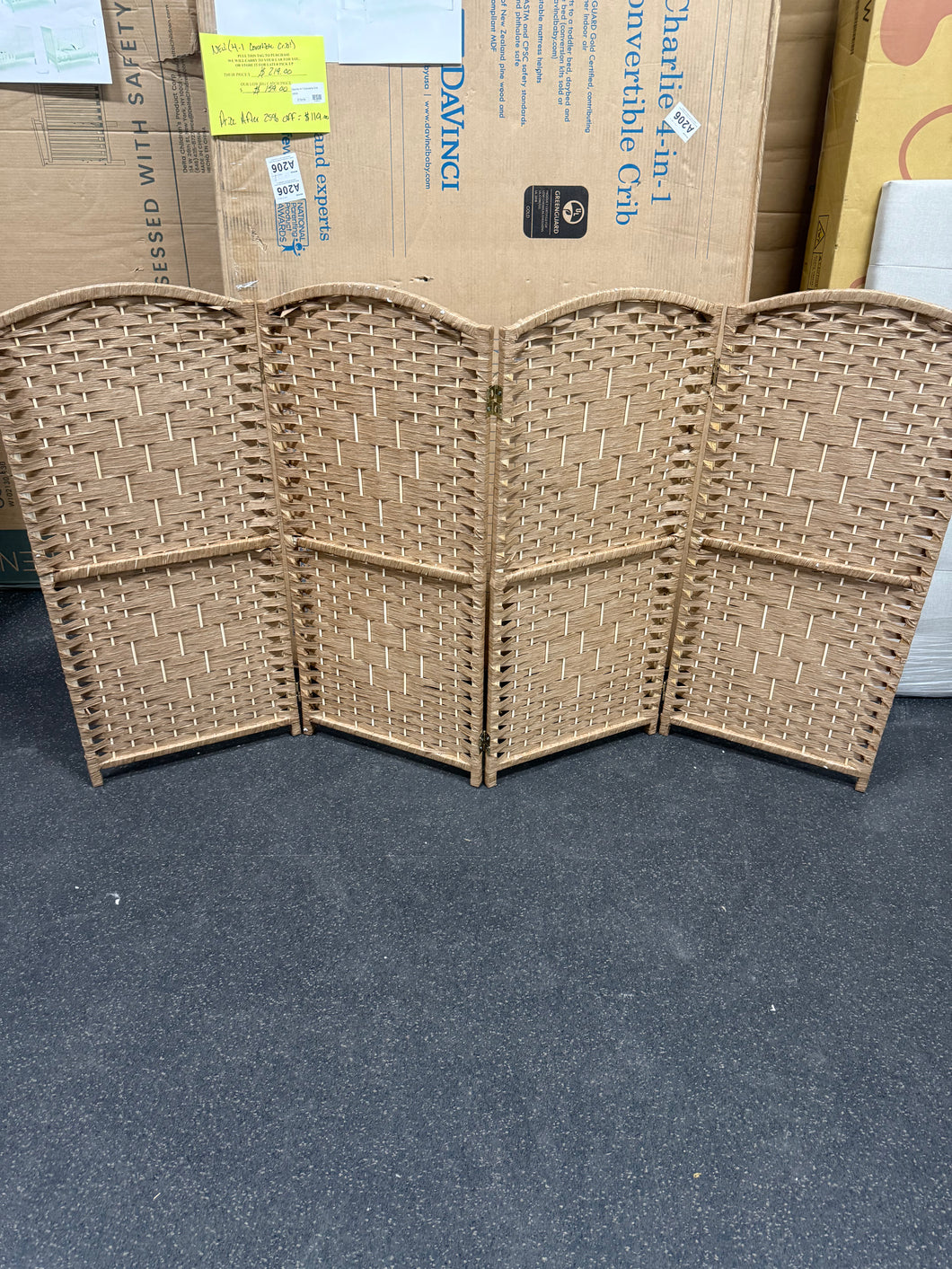 Short Diamond Weave Folding Screen, 2Ft High - 4 panels! (NEW)