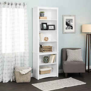Prepac Home Office Modern 80" Tall Bookcase with Adjustable Shelves, White**New in box**