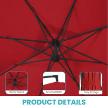 Beeram 10Ft Cantilever Umbrella with Counterweight, Red! (NEW)