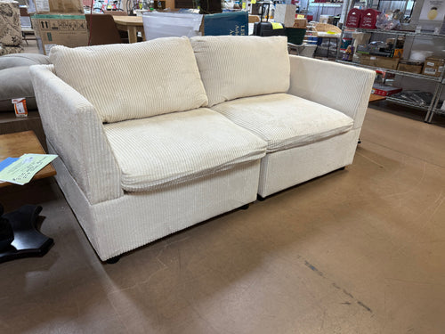 68” Corduroy Loveseat Sofa, Cream/White! (BRAND NEW!