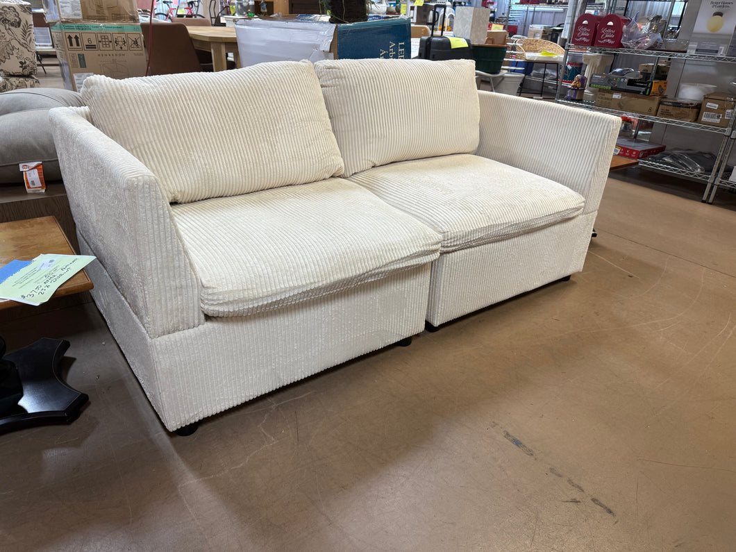 68” Corduroy Loveseat Sofa, Cream/White! (BRAND NEW!