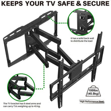 USX MOUNT Full Motion TV Wall Mount for 26-60 Inch TVs, Universal TV Mount with Swivels and Tilts Hold up to 100lbs, VESA 400x400mm, 16" Wood Studs!