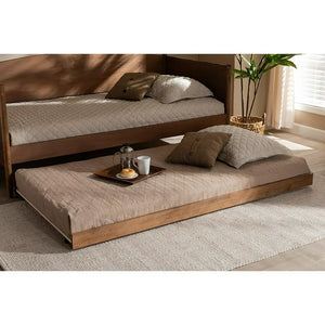 Baxton Studio Veles Modern and Contemporary Ash Walnut Finished Twin Size Trundle Bed**New in box**
