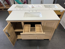 48"W Freestanding Brown Single Bathroom Vanity With Quartz Countertop And Louvered Doors, Pre-Assembled! (NEW - MINOR SHIPPING DAMAGE - NO BACKSPLASH)