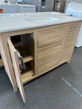 48"W Freestanding Brown Single Bathroom Vanity With Quartz Countertop And Louvered Doors, Pre-Assembled! (NEW - MINOR SHIPPING DAMAGE - NO BACKSPLASH)