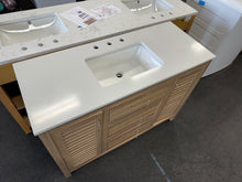 48"W Freestanding Brown Single Bathroom Vanity With Quartz Countertop And Louvered Doors, Pre-Assembled! (NEW - MINOR SHIPPING DAMAGE - NO BACKSPLASH)