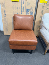 Gelbin Faux Leather Slipper Chair with Wood Legs! (BRAND NEW)