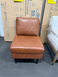 Gelbin Faux Leather Slipper Chair with Wood Legs! (BRAND NEW)