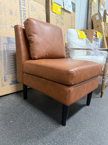 Gelbin Faux Leather Slipper Chair with Wood Legs! (BRAND NEW)