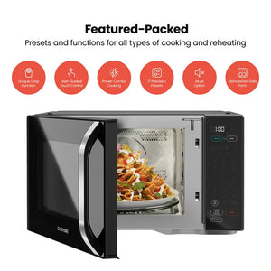 Chefman Microcrisp 1.1 cu. ft. Countertop Microwave Oven + Crisper, 1800 Watts, Black! (NEW IN BOX)