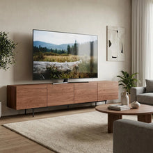 Modern 4-Door TV Stand Storage Credenza, 94.5” Wide! (NEW IN BOX)