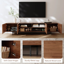 Modern 4-Door TV Stand Storage Credenza, 94.5” Wide! (NEW IN BOX)