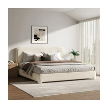 Bensu Boucle Upholstered Platform Bed, White, California King! (NEW IN BOX)