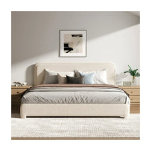 Bensu Boucle Upholstered Platform Bed, White, California King! (NEW IN BOX)