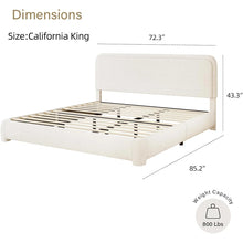 Bensu Boucle Upholstered Platform Bed, White, California King! (NEW IN BOX)