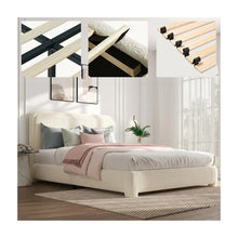 Bensu Boucle Upholstered Platform Bed, White, California King! (NEW IN BOX)